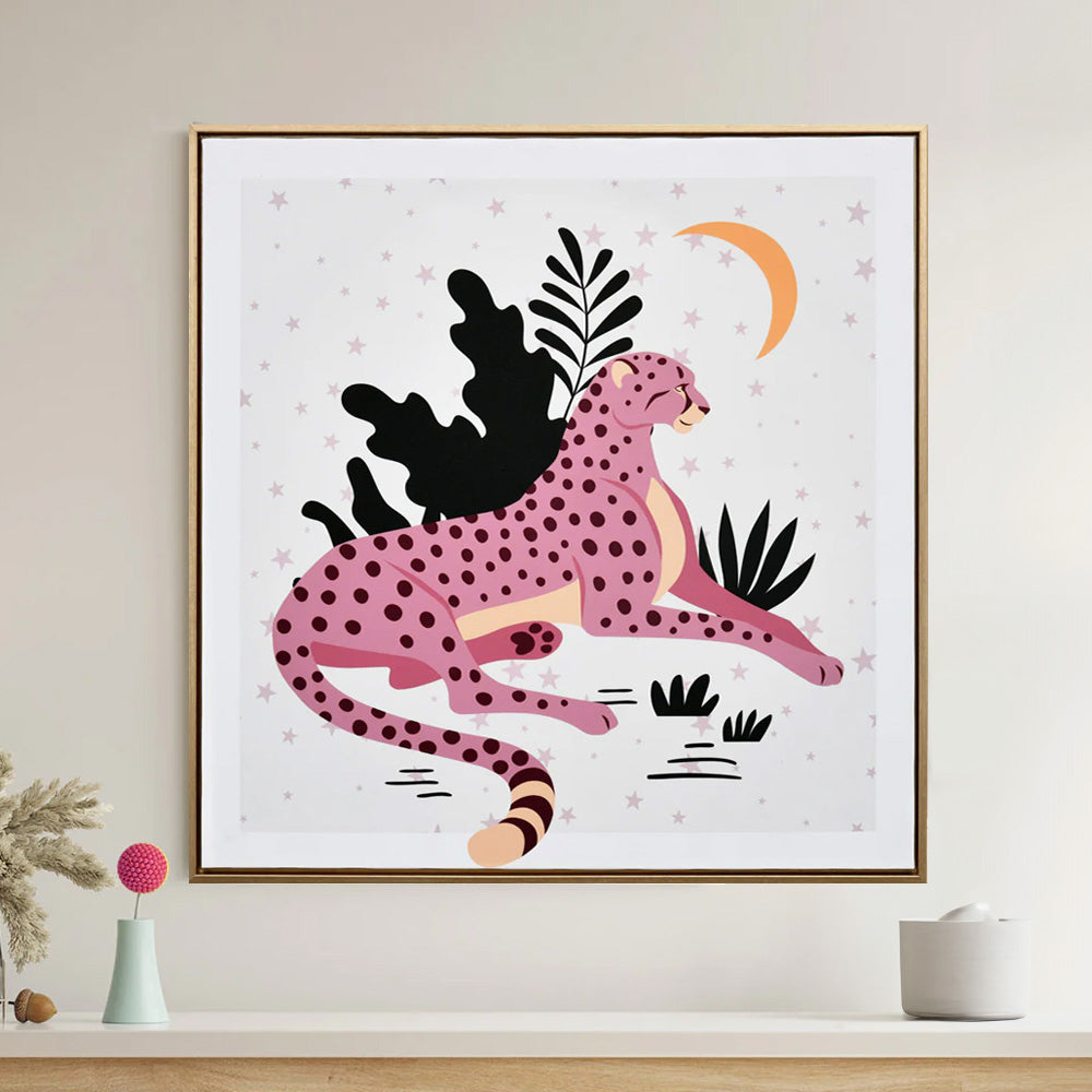 Nilkamal Sitting Cheetah Canvas Wall Painting Multicolor