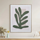 Decorative Tufted Leaf Canvas Wall Painting (Green)