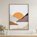 Sunset Tufted Canvas Wall Painting (Brown & Beige)