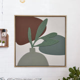 Nilkamal Decorative Tufted Flower Pot Canvas Wall Painting (Green & Brown)