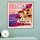 Positano Italy Canvas Wall Painting (Pink & Purple)