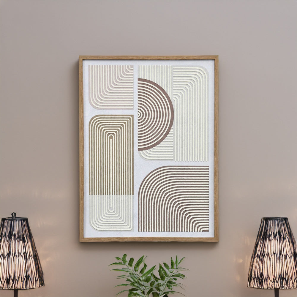 Geometric Canvas Wall Painting (Beige & Cream)