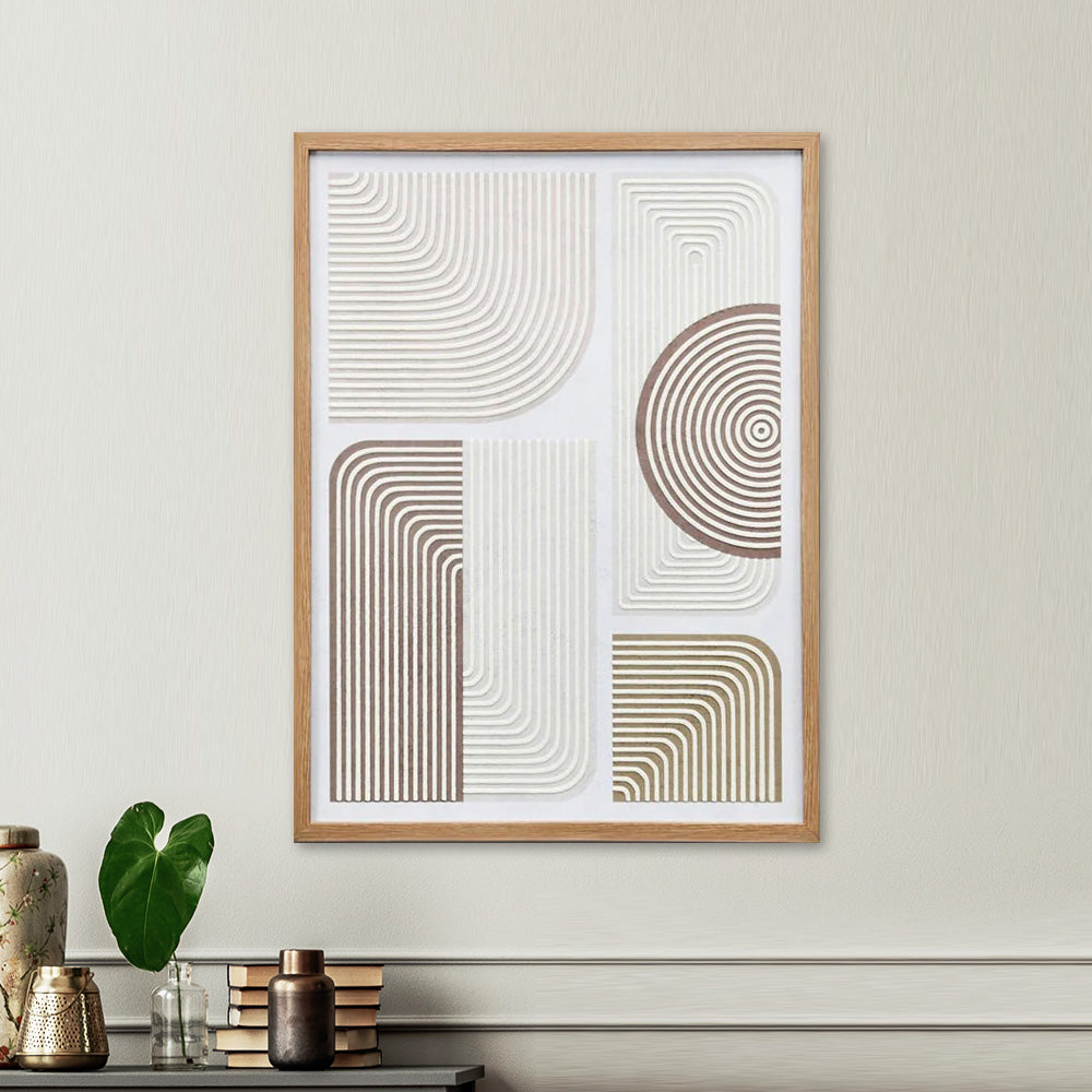 Geometric Canvas Wall Painting (Beige & Cream)