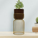 Metal Planter On Stand 58 cm (Brown & Gold)