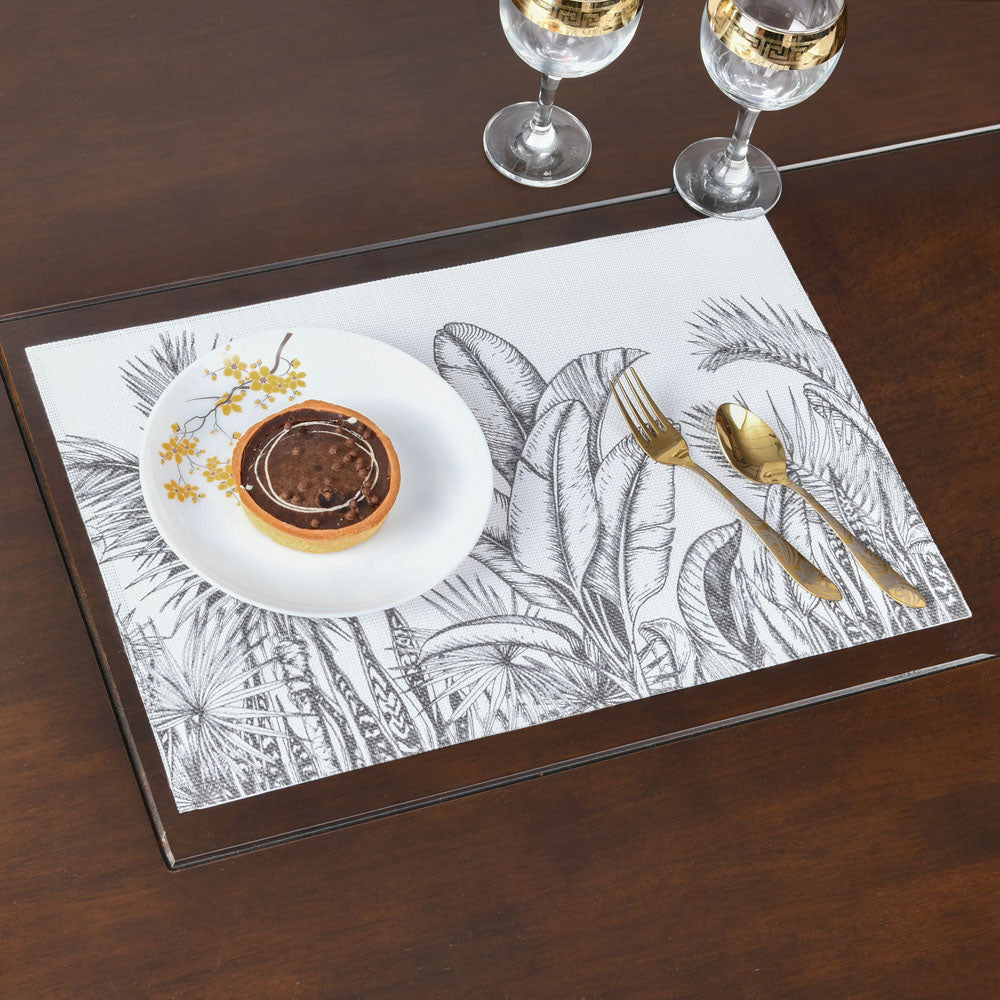 Nilkamal Nature Printed 45 X 30 Cm Pvc Table Placemat Set Of 4 Black - 02