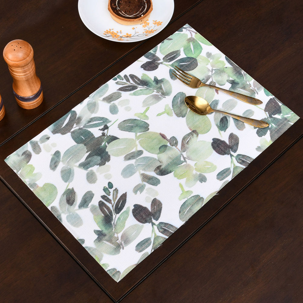 Leaves Design 45 x 30 cm PVC Table Placemat Set of 4 (Green)