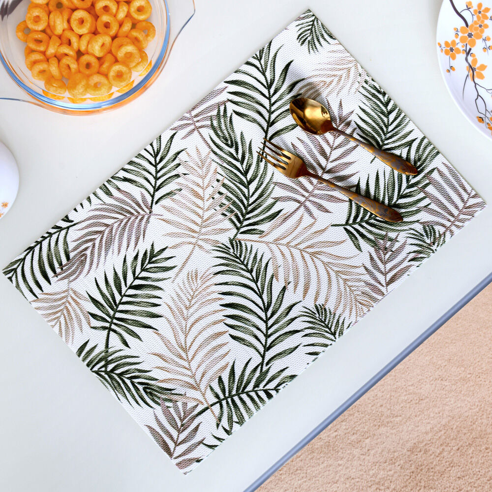 Leaves Design 45 x 30 cm PVC Table Placemat Set of 4 (Multicolor)