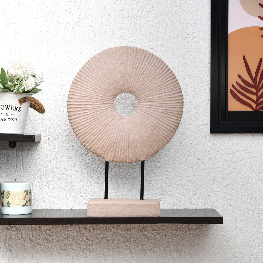 Decorative Abstract Round With Stand Polyresin Showpiece (Sand)