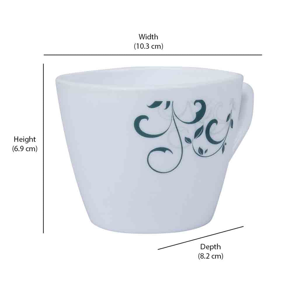 Arias by Lara Dutta Blue Spring Cup & Saucer Set of 12 (220 ml, 6 Cups & 6 Saucers, White)