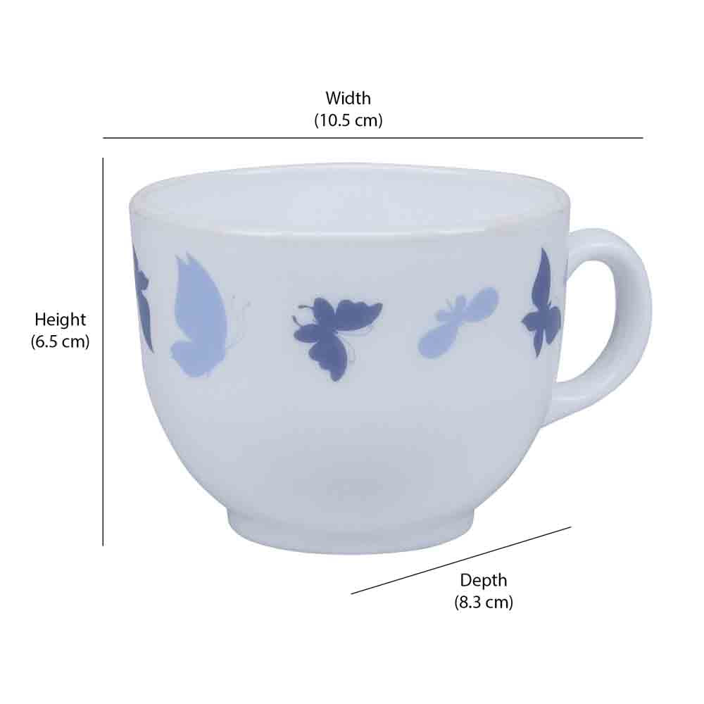 Arias by Lara Dutta Dazzling Wings Cup & Saucer Set of 12 (220 ml, 6 Cups & 6 Saucers, White)