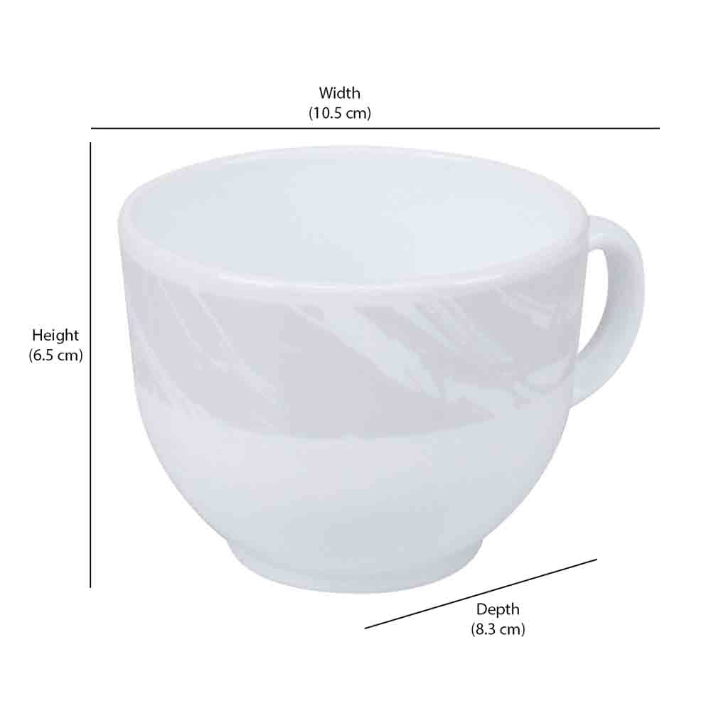 Arias by Lara Dutta Graphite Snow Cup & Saucer Set of 12 (220 ml, 6 Cups & 6 Saucers, White)