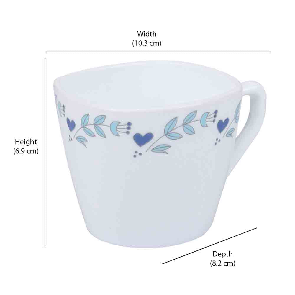 Arias by Lara Dutta Morning Glory Cup & Saucer Set of 12 (220 ml, 6 Cups & 6 Saucers, White)