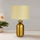 Metalia Fabric Shade Oval Metal Base Table Lamp (Gold)