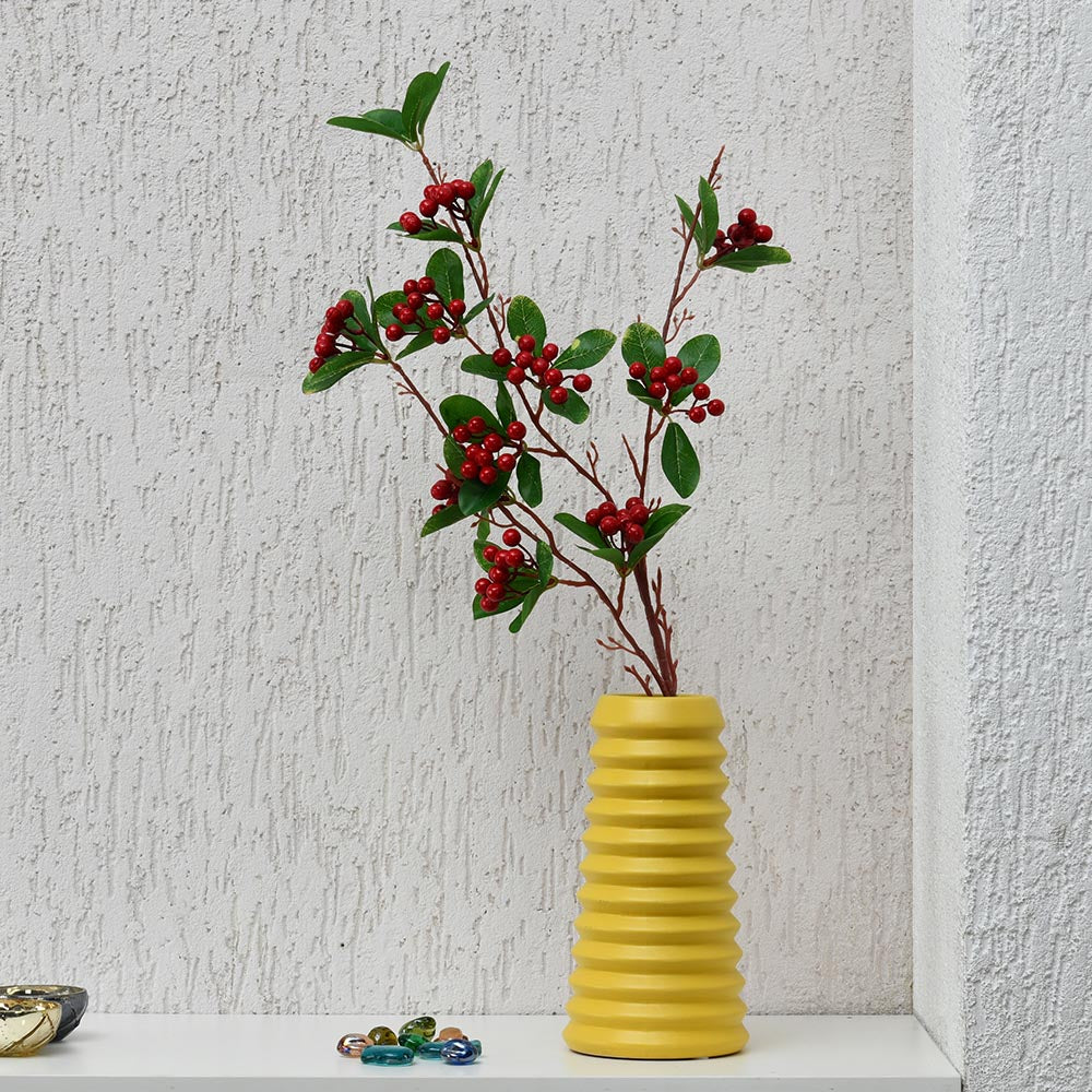 Trapeze Fluting Decorative Ceramic Vase (Yellow)