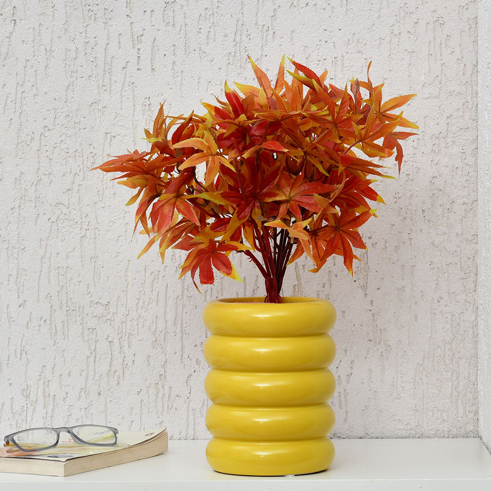 Nilkamal Cylindrical Decorative Ceramic Vase (Yellow)