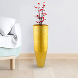 Decorative Metal Narrow Tumbler Floor Vase (Gold)