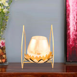 Single Lotus Metal & Glass Votive (Gold)