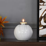 Round Ceramic Votive Tealight Holder (White & Gold)