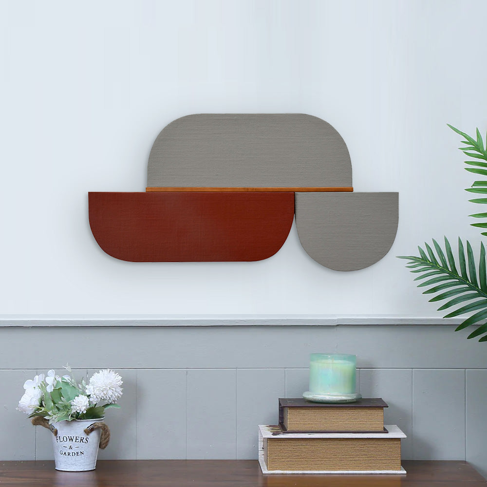 Tri Curve MDF Wall Decor (Cream & Rust)