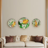 Nilkamal Leaves Metal Wall Decor Plates Set Of 3 Green