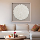 Nilkamal Feather Design Circular Wall Decor (White)