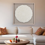 Feather Design Circular Wall Decor (White)