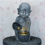 Buddha Pouring Water Decorative Polyresin Water Fountain (Grey)