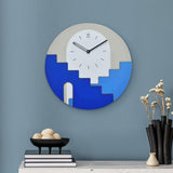 Nilkamal Santorini Round Wooden Analog Wall Clock Blue