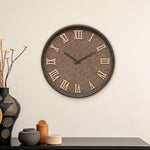 Round Plastic Roman Numerals Analog Wall Clock (Brown)