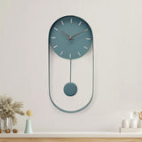 Oval Metal Pendulum Wall Clock (Aqua Blue)