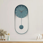 Oval Metal Pendulum Wall Clock (Aqua Blue)