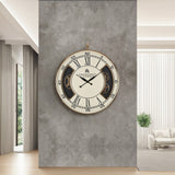 Nilkamal Roman Gear Design Metal Analog Wall Clock White Gold