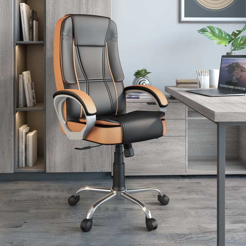 Kyoto High Back Office Chair - Tan and Black