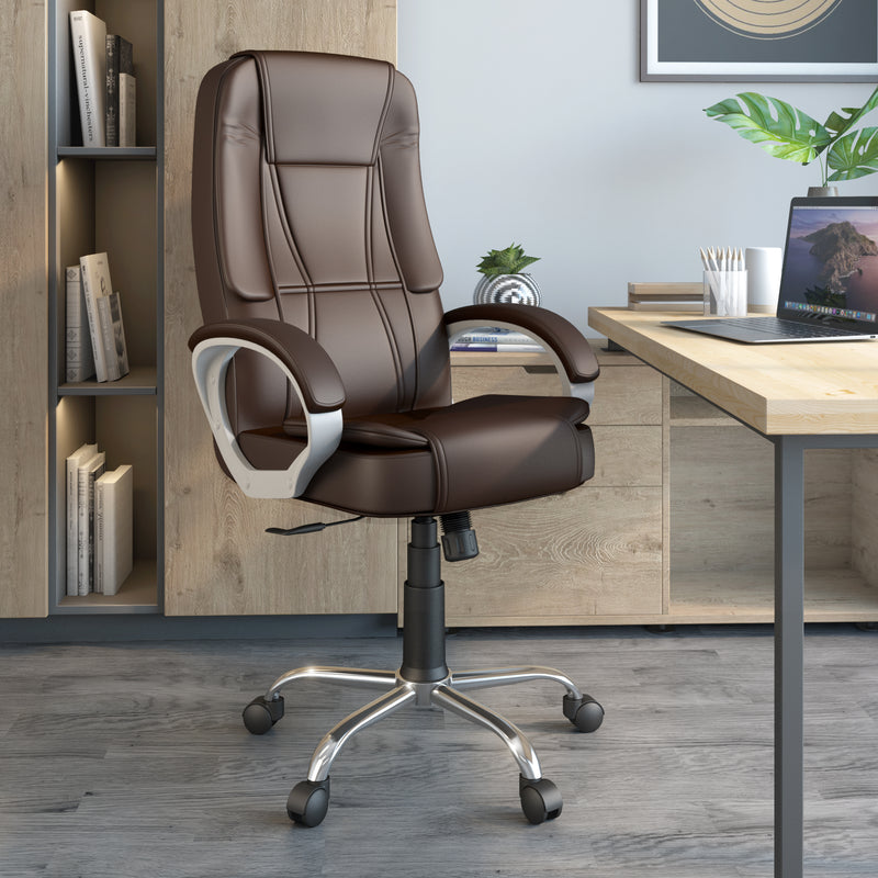 Kyoto High Back Office Chair - Brown