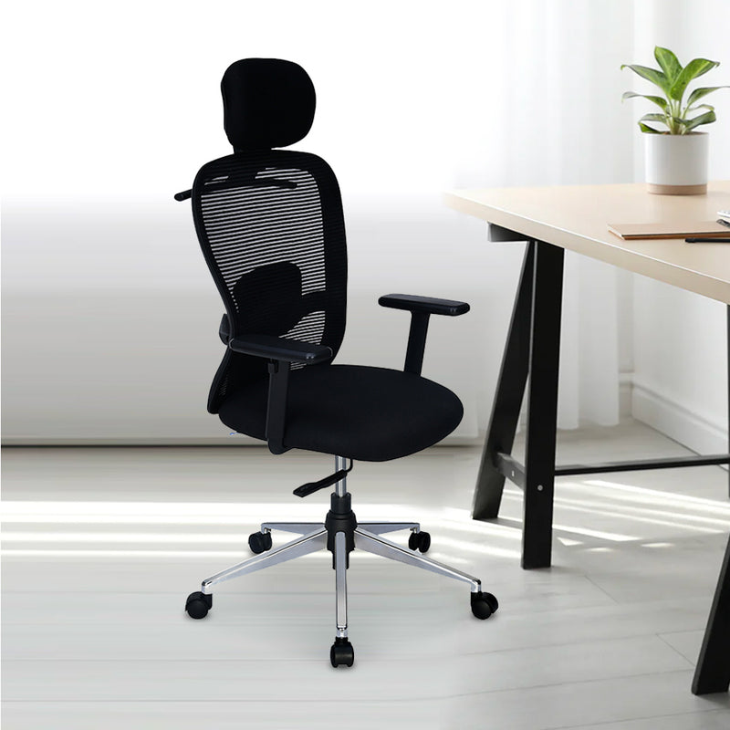 Alba High Back Mesh Office Chair With Chrome Star Base (Black)