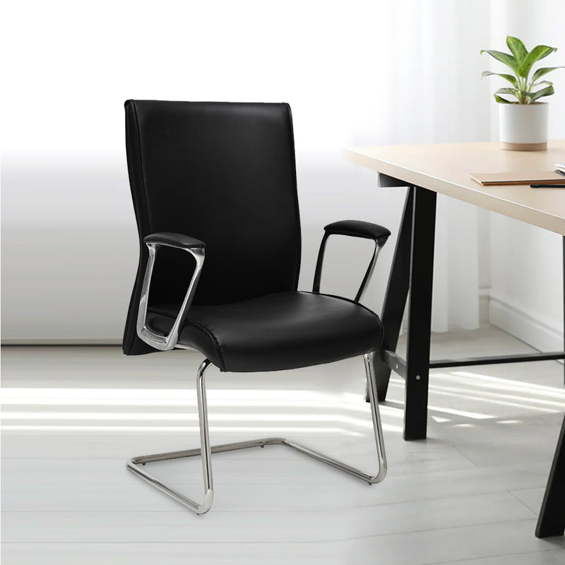 Command Mid Back Leatherette Visitor Chair (Black)