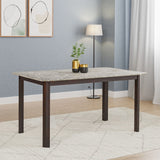 Lindsey 6 Seater Marble Finish Design Top Dining Table (Marble Beige)