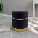 Loki Fabric Ottoman with Metal Base (Black)