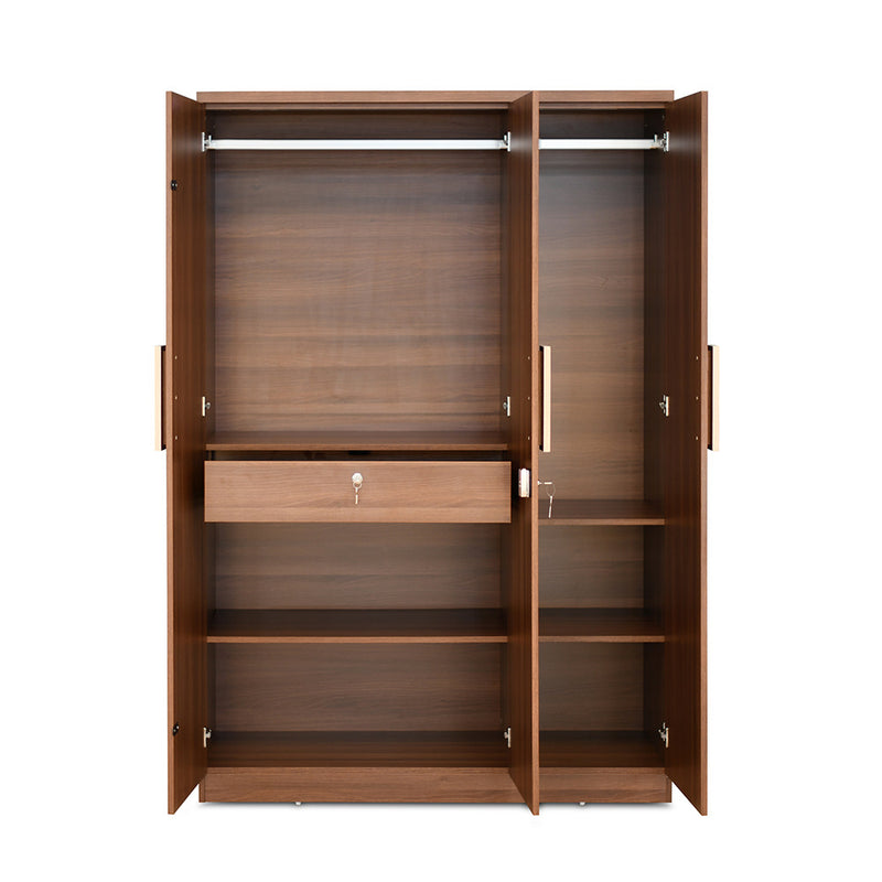 Nilkamal Rova 3 Door Wardrobe with Mirror (Walnut)