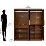 Rova 4 Door Wardrobe with Mirror (Walnut)