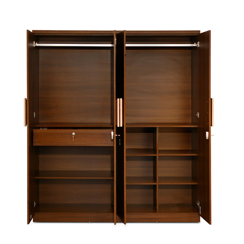 Rova 4 Door Wardrobe with Mirror (Walnut)