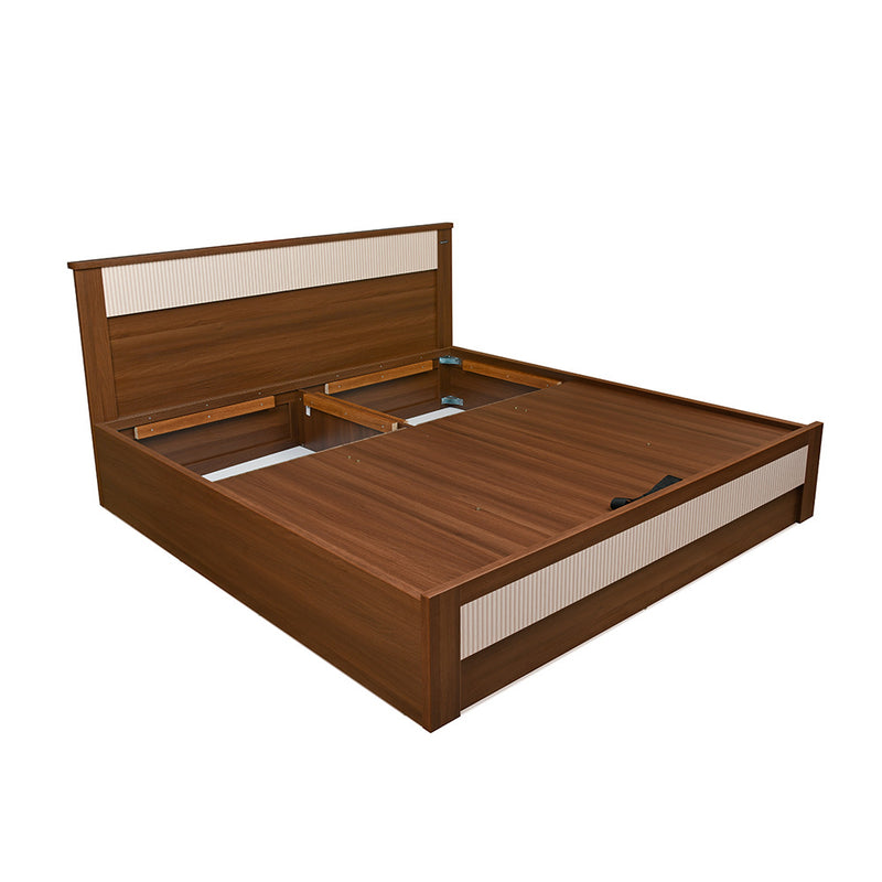 Rova King Bed with Semi Hydraulic Storage (Walnut)