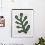 Decorative Tufted Leaf Canvas Wall Painting (Green)