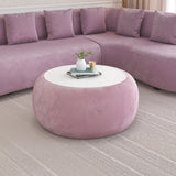 Arias by Lara Dutta Lorenza Upholstered Center Table with Glass Top (Onion Pink)