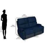 Matt 2 Seater Recliner Sofa with Cup Holder (Blue)