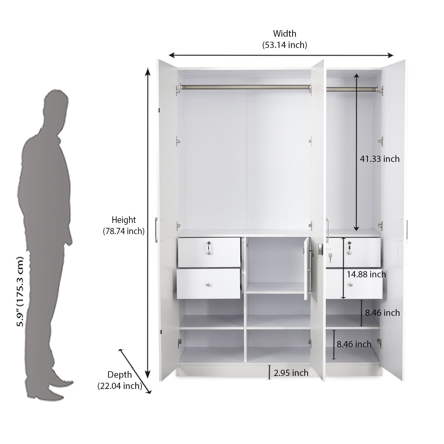 Max 3 Door Wardrobe (Frosty White)