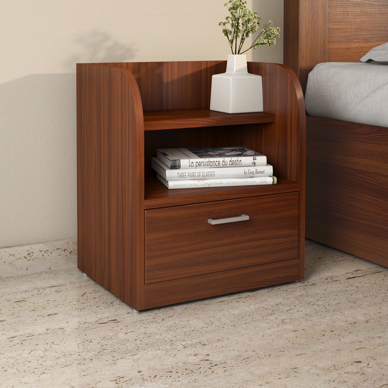 Max Engineered Wood Nightstand (Classic Walnut)