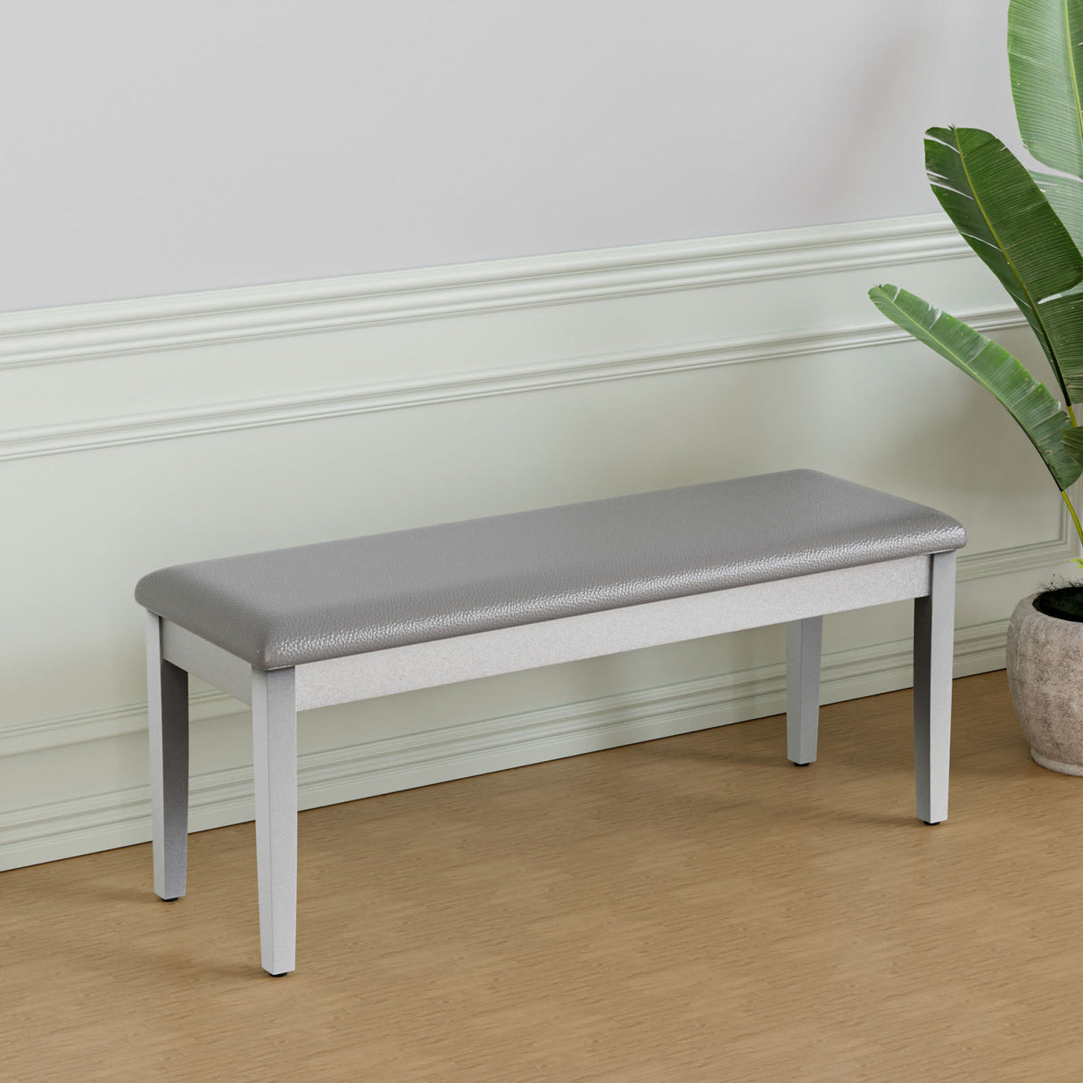 Merlin 6 Seater Dining Bench (Metallic Silver)