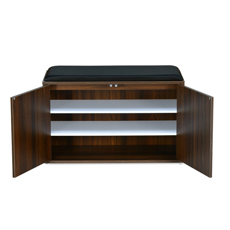 Nilkamal Metro 2 Door Engineered Wood Shoe Cabinet (Walnut)