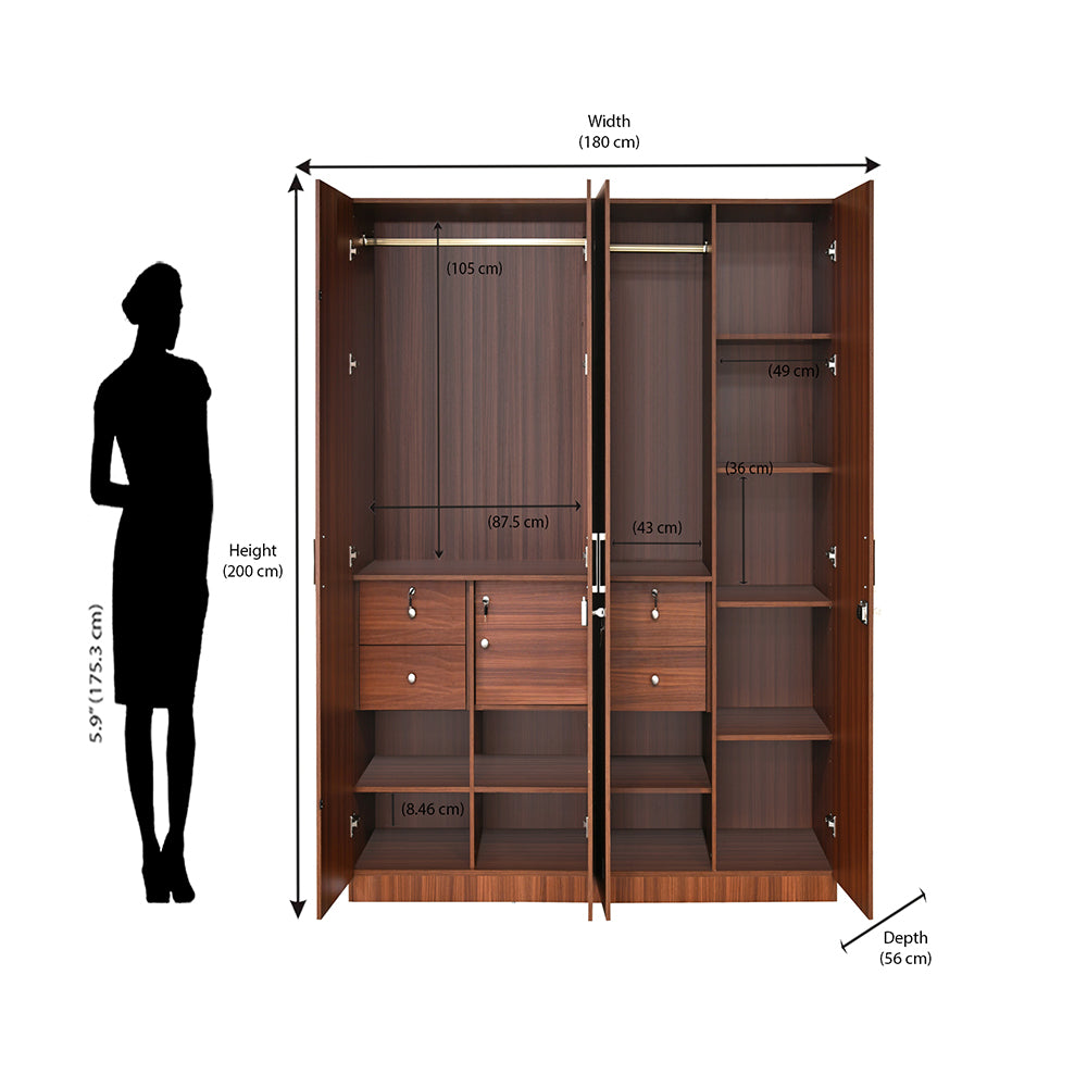 Max 4 Door Wardrobe (Classic Walnut)